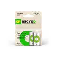 GP - ReCyko Rechargeable Battery, Size C, 3000 mAh, 1.2V (2-pack) / Electronics