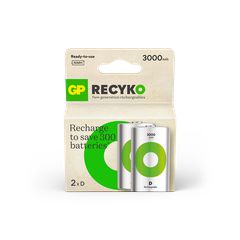 GP - ReCyko Rechargeable Battery, Size D, 3000 mAh, 1.2V (2-pack) / Electronics