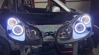 Brabus Φανάρια smart 451 με angels eyes +led λαμπες ..+ led με διάφορα χρώματα στους προτζεκτορες