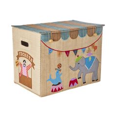 Rice - Raffia Storage Box with Circus Theme - Large / Baby and Children