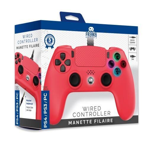 Freaks And Geeks - Wired Controller for PS4 with 3M Cable - Red / PlayStation 5