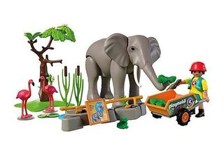 PLAYMOBIL - Elephant with Zookeeper (72068)-thumb-2