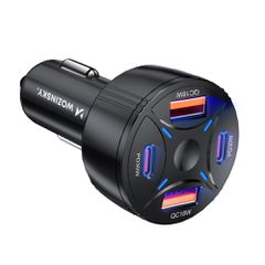 Wozinsky WLS-04 60W Car Charger 2xUSB-C 2xUSB-A - Black