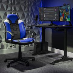 X-Rocker - Saturn Mid-Back Wheeled Esport Gaming Chair for Juniors and Teens - Black/Blue / Computers