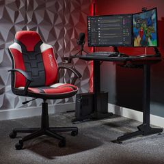 Saturn Mid-Back Wheeled Esport Gaming Chair for Juniors and Teens - Black/Red / Computers