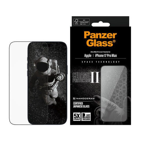 PanzerGlass - Ceramic II Screen Protector iPhone - 17 Pro Max - UWF w. EasyAligner / Electronics