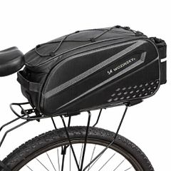 Wozinsky Bike Trunk Bag with Long Strap and Expandable Side Pockets - Black