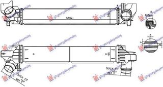 ΨΥΓΕΙΟ INTERCOOLER 2.0 ΒΕΝΖΙΝΗ (585x98x95) (NISSENS) — BMW SERIES 2 ACTIVE/GRAN TOURER 2014-2017 (F45/F46