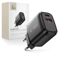 Tech-Protect NCA45W-GAN 2-Port USB-C / USB-A 45W Wall Charger - Black