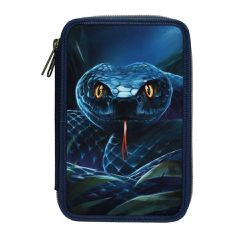 Dino World - Adventure World Double Pencil Case With Snake - Deep Blue / Toys