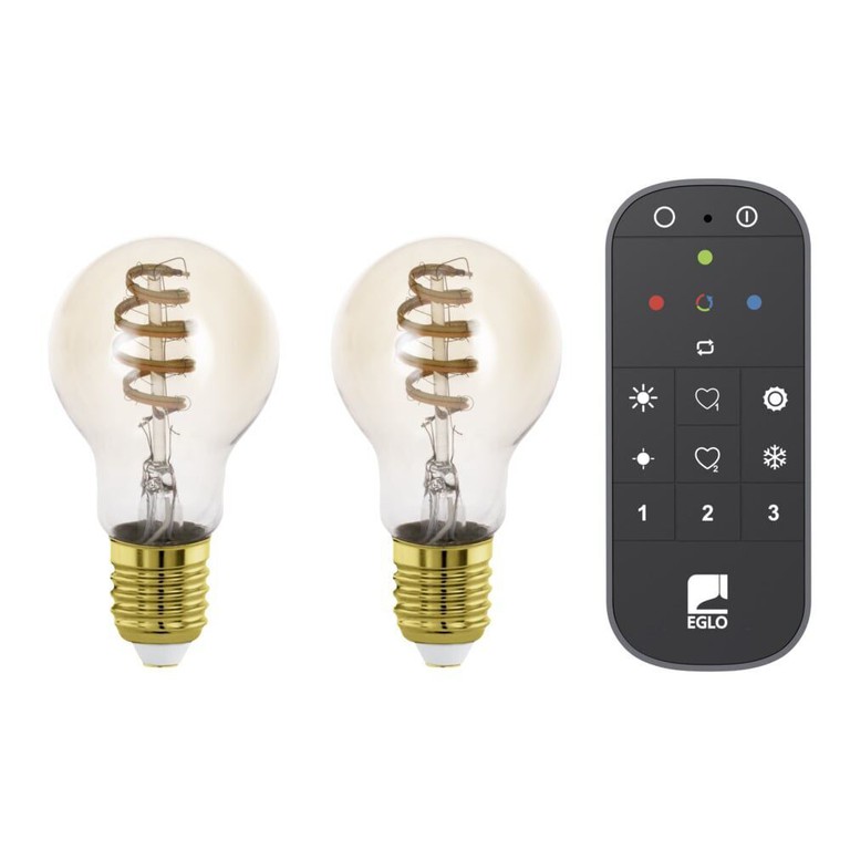 EGLO CONNECT-Z E27 LED A60 Amber – 2-Pack Smart Spiral Bulbs with Remote, Zigbee, Matter & Thread / Electronics