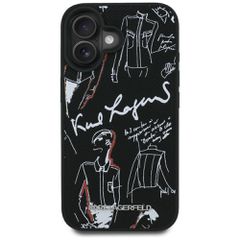 Karl Lagerfeld Grained Pattern & Logo MagSafe Case for iPhone 16 - Black-thumb-2