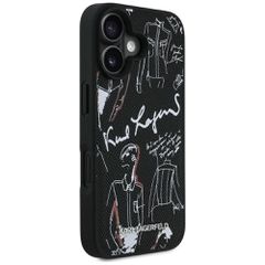 Karl Lagerfeld Grained Pattern & Logo MagSafe Case for iPhone 16 - Black-thumb-3