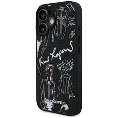 Karl Lagerfeld Grained Pattern & Logo MagSafe Case for iPhone 16 - Black-thumb-1