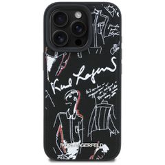 Karl Lagerfeld Grained Pattern & Logo MagSafe Case for iPhone 16 Pro - Black-thumb-2