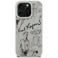 Karl Lagerfeld Grained Pattern & Logo MagSafe Case for iPhone 16 Pro Max - Gray-thumb-2