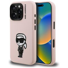 Karl Lagerfeld Silicone Karl Sketch MagSafe Case for iPhone 16 Pro Max - Pink
