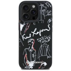 Karl Lagerfeld Grained Pattern & Logo MagSafe Case for iPhone 16 Pro Max - Black-thumb-2