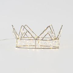 ΦΩΤΙΖΟΜΕΝΗ ΚΟΡΩΝΑ 21Χ9 ΜΕ ΚΡΥΣΤΑΛΛΑΚΙΑ, 70 MINI LED, ΜΠΑΤΑΡΙΑΣ, ΜΕ ΧΡΟΝΟΔΙΑΚΟΠΤΗ, ΑΣΗΜΙ ΧΑΛΚINO ΚΑΛΩΔΙΟ, ΘΕΡΜΟ ΛΕΥΚΟ LED, ΠΡΟΕΚΤΑΣΗ ΠΑΡΟΧΗΣ 50cm, IP20