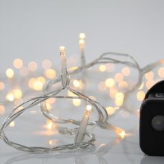 ΣΕΙΡΑ, 50 LED 3mm, 4.5V ΜΕΤΑΣΧΗΜΑΤΙΣΤΗ, 8 ΠΡΟΓΡΑΜΜΑΤΑ & ΜΝΗΜΗ, ΔΙΑΦΑΝΟ PVC ΚΑΛΩΔΙΟ, ΘΕΡΜΟ ΛΕΥΚΟ LED ΑΝΑ 5cm, ΠΡΟΕΚΤΑΣΗ ΠΑΡΟΧΗΣ 3m, IP44