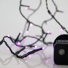ΣΕΙΡΑ, 100 LED 3mm, 31V ΜΕΤΑΣΧΗΜΑΤΙΣΤΗ, 8 ΠΡΟΓΡΑΜΜΑΤΑ & ΜΝΗΜΗ, ΠΡΑΣΙΝΟ PVC ΚΑΛΩΔΙΟ, ΜΩΒ LED ΑΝΑ 5cm, ΠΡΟΕΚΤΑΣΗ ΠΑΡΟΧΗΣ 3m, ΙΡ44