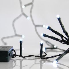 ΣΕΙΡΑ, 50 LED 5mm, ΜΠΑΤΑΡΙΑΣ 3xAA, ΧΡΟΝΟΔΙΑΚΟΠΤΗΣ, ΠΡΑΣΙΝΟ PVC ΚΑΛΩΔΙΟ, ΛΕΥΚΟ LED ΑΝΑ 10cm, ΠΡΟΕΚΤΑΣΗ ΠΑΡΟΧΗΣ 50cm, IP20