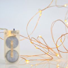 ΣΕΙΡΑ, 12 MINI LED, ΜΠΑΤΑΡΙΑΣ 2xCR2032, ΜΠΡΟΝΖΕ ΧΑΛΚΙΝΟ ΚΑΛΩΔΙΟ, ΘΕΡΜΟ ΛΕΥΚΟ LED ANA 10cm, IP20