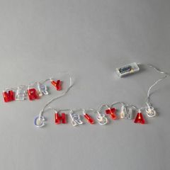 ΣΕΙΡΑ, 14 LED 5mm, 'MERRY CHRISTMAS' ΜΕ ΚΟΚΚΙΝΑ & ΑΣΠΡΑ ΓΡΑΜΜΑΤΑ, ΜΠΑΤΑΡΙΑΣ 2xAA, TIMER, ΔΙΑΦΑΝΟ PVC ΚΑΛΩΔΙΟ, ΘΕΡΜΟ ΛΕΥΚΟ LED ΑΝΑ 8cm, ΠΡΟΕΚΤΑΣΗ ΠΑΡΟΧΗΣ 30cm, IP20