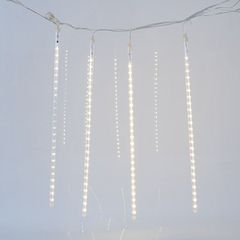 SNOWDROP, 240 LED, 5V ΜΕΤΑΣΧΗΜΑΤΙΣΤΗ, 4 ΕΠΕΚΤΑΣΕΙΣ ΕΩΣ 3 ΣΕΤ, 5 ΣΩΛΗΝΕΣ 50cm ΜΕ ΘΕΡΜΟ ΛΕΥΚΟ LED (H50 x L400cm), ΠΡΟΕΚΤΑΣΗ ΠΑΡΟΧΗΣ 5m, IP44