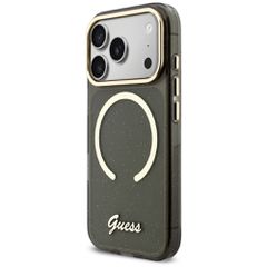 Guess IML Glitters Script Strap MagSafe Case for iPhone 17 Pro - Black-thumb-2