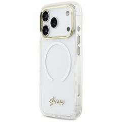 Guess IML Gradient Script Metal MagSafe Case for iPhone 17 Pro Max - White-thumb-1