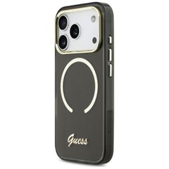 Guess IML Script Metal MagSafe Case for iPhone 17 Pro Max - Black-thumb-1