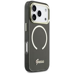 Guess IML Script Metal MagSafe Case for iPhone 17 Pro Max - Black-thumb-3