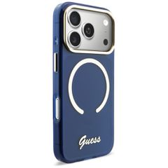 Guess IML Script Metal MagSafe Case for iPhone 17 Pro Max - Blue-thumb-3
