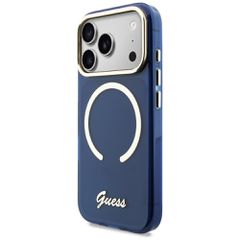 Guess IML Script Metal MagSafe Case for iPhone 17 Pro - Blue-thumb-1