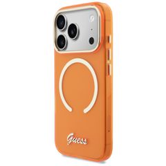 Guess IML Script Metal MagSafe Case for iPhone 17 Pro - Orange-thumb-1