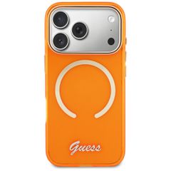 Guess IML Script Metal MagSafe Case for iPhone 17 Pro - Orange-thumb-2