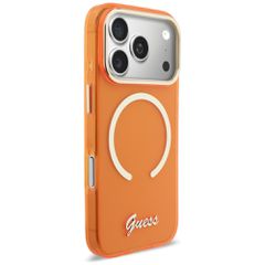Guess IML Script Metal MagSafe Case for iPhone 17 Pro - Orange-thumb-3
