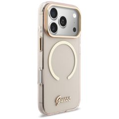 Guess IML Script Metal MagSafe Case for iPhone 17 Pro - Pink-thumb-3