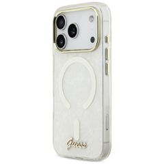 Guess IML Shell Script Metal MagSafe Case for iPhone 17 Pro Max - White-thumb-1