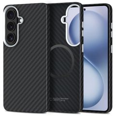 Tech-Protect Ion Carbon MagSafe Case for Samsung Galaxy S26 - Black and Silver