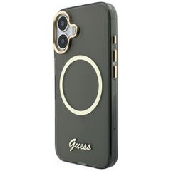 Guess IML Script Metal MagSafe Case for iPhone 17 - Black-thumb-1
