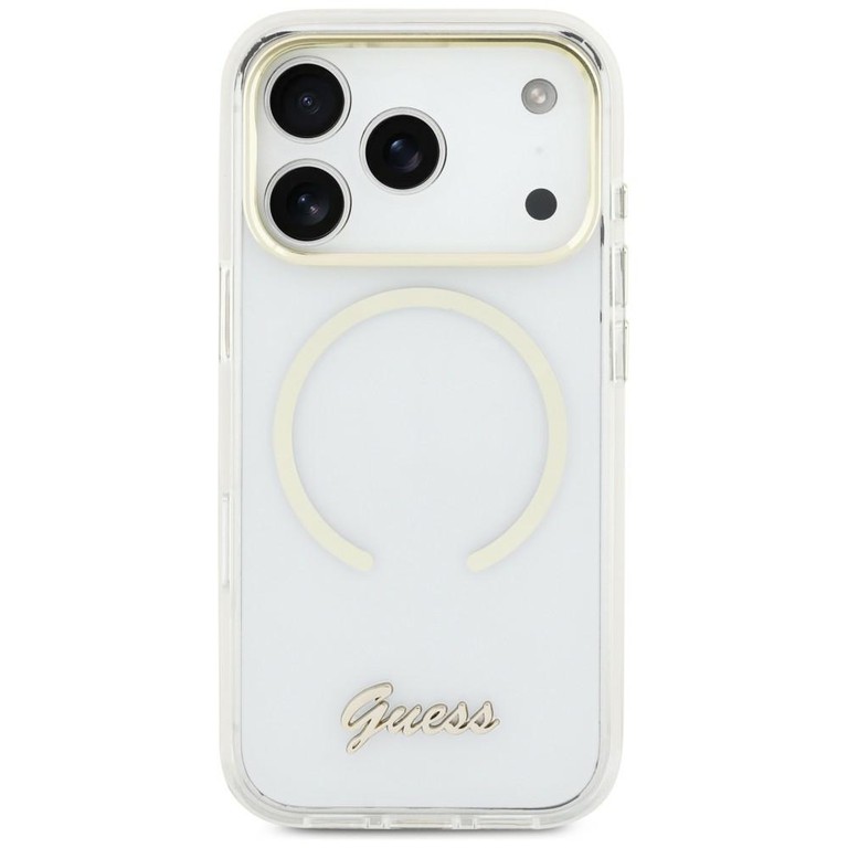 Guess IML Script Metal MagSafe Case for iPhone Air - Clear