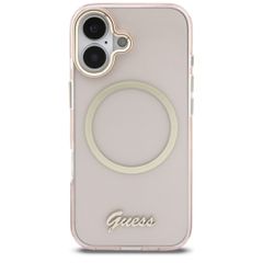 Guess IML Script Metal MagSafe Case for iPhone 17 - Pink-thumb-2