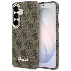 Etui Guess 4G Script MagSafe na Samsung Galaxy S26 - brązowe