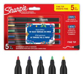 Sharpie - Creative Acrylic 5‑Blister - Assorted Colours - Fine Tip (2212912) / Toys