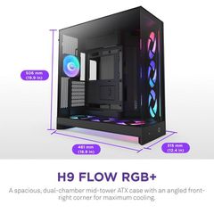 NZXT H9 Flow RGB+ Midi Tower Black-thumb-1