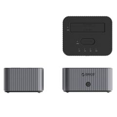 Orico IT28E-C 2-Disk Docking Station with M.2 NVME 2.5"/3.5 HDD/2.5" SSD Clone Function - Gray-thumb-1