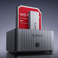 Orico IT28E-C 2-Disk Docking Station with M.2 NVME 2.5"/3.5 HDD/2.5" SSD Clone Function - Gray-thumb-2