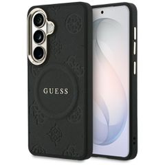 Guess Saffiano Peony Embossed Ring MagSafe case for Samsung Galaxy S26+ - black